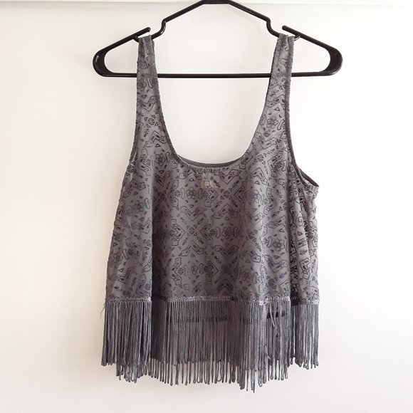 Hollister Burnout Boho Fringe Tank Top - Picture 2 of 8